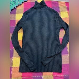 Apostrophe Black Ribbed Cowl Neck Sweater